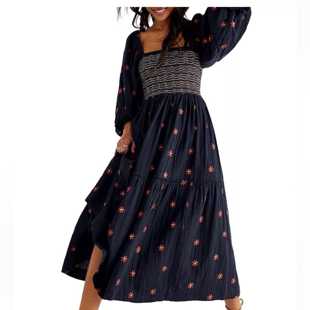 Free People Dahlia Embroidered Maxi Dress